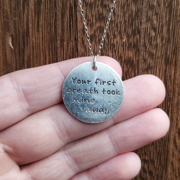 20 Inch Sterling Silver Your First Breath Took Mine Away Necklace - Picture 1 of 6